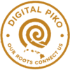 Digital Piko — Hawaiian apparel badge logo. Our roots connect us.