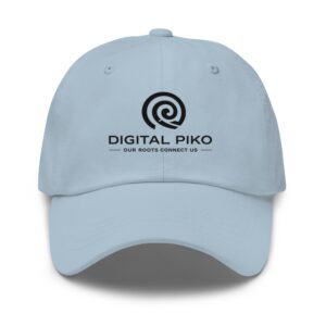 Piko Dad Hat in light blue with the Digital Piko spiral logo on the front
