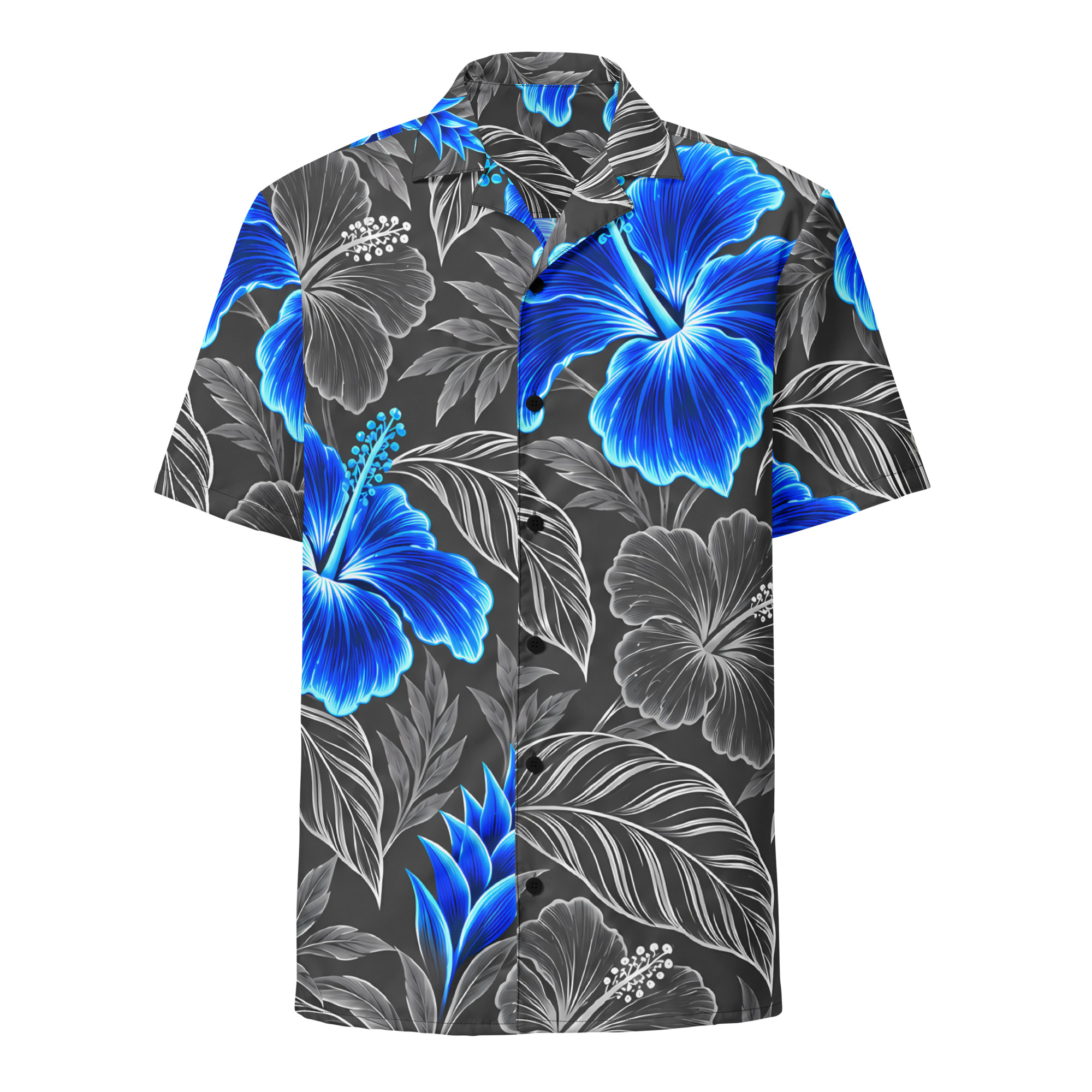 Graphite Bright Blue Aloha Shirt - Image 5