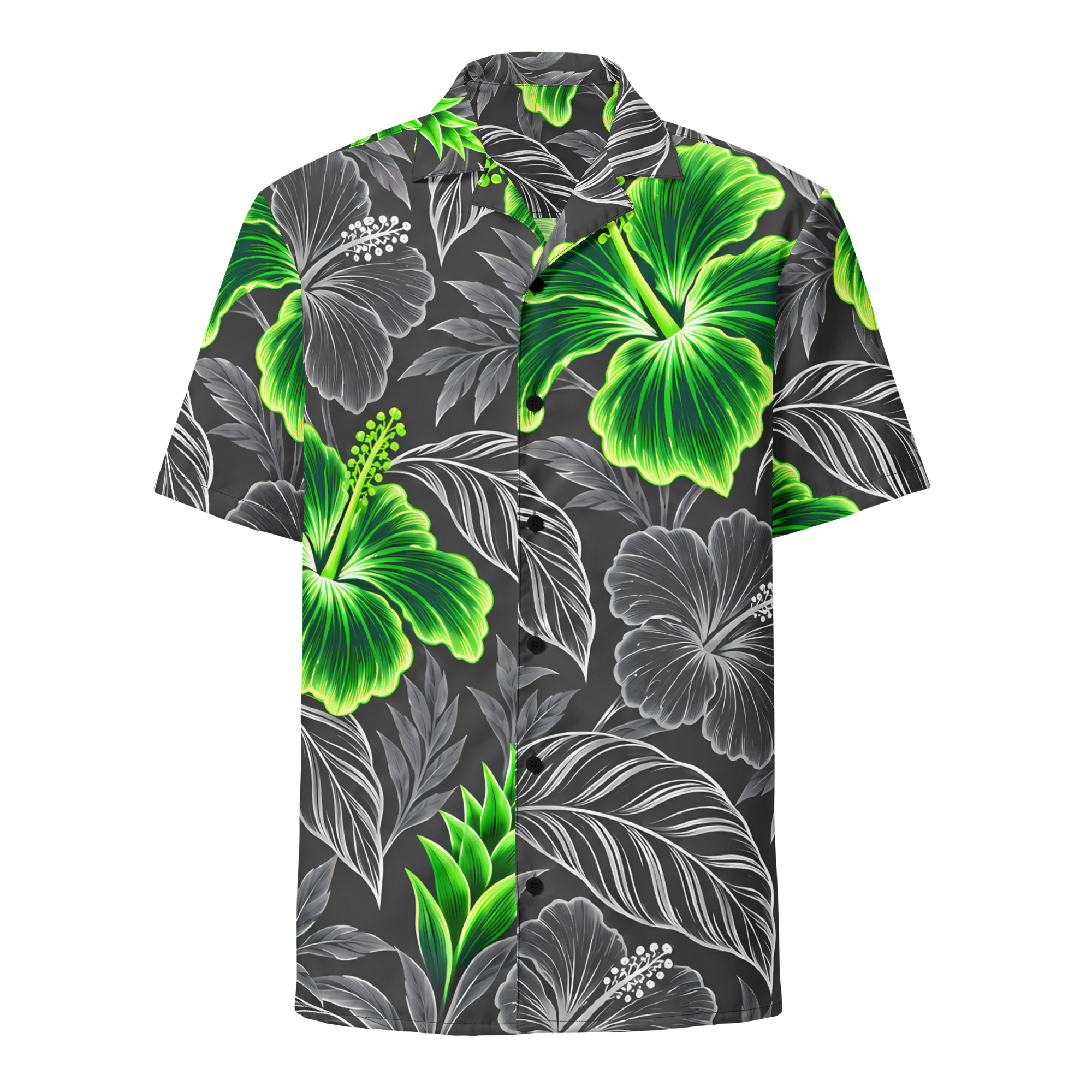 Graphite Bright Green Aloha Shirt - Image 5