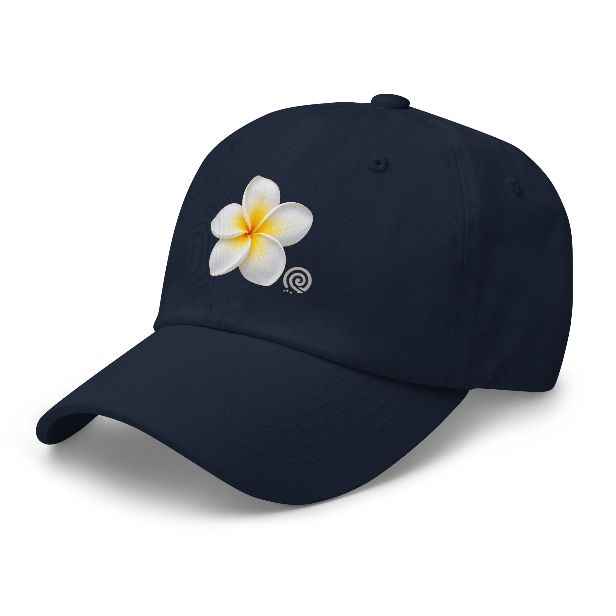 Women’s White Plumeria Cap – Navy - Image 6