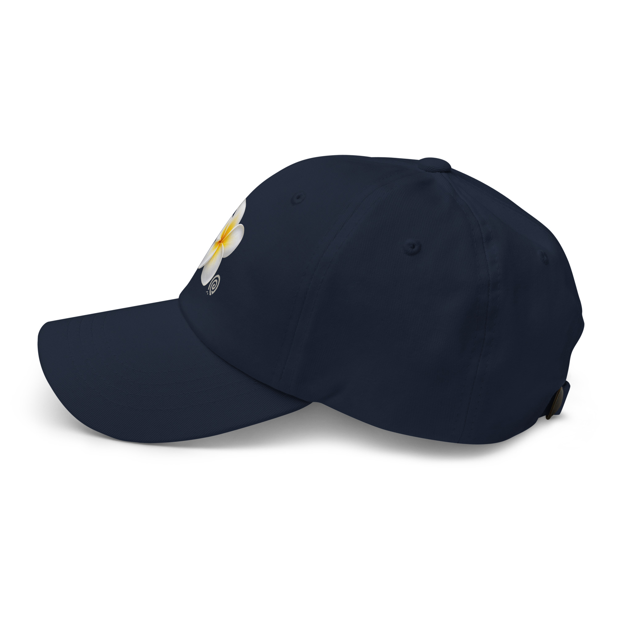 Women’s White Plumeria Cap – Navy - Image 4