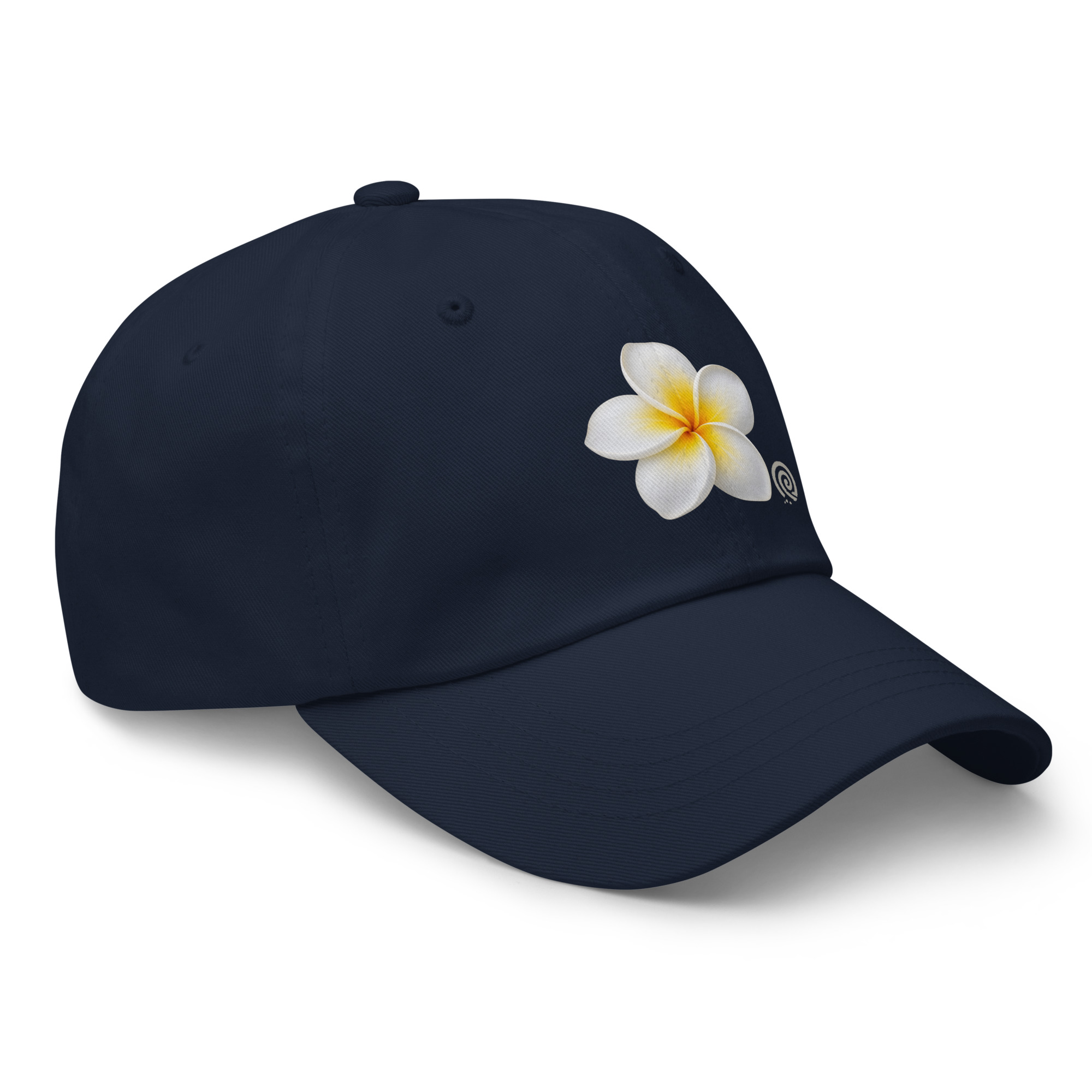 Women’s White Plumeria Cap – Navy - Image 5