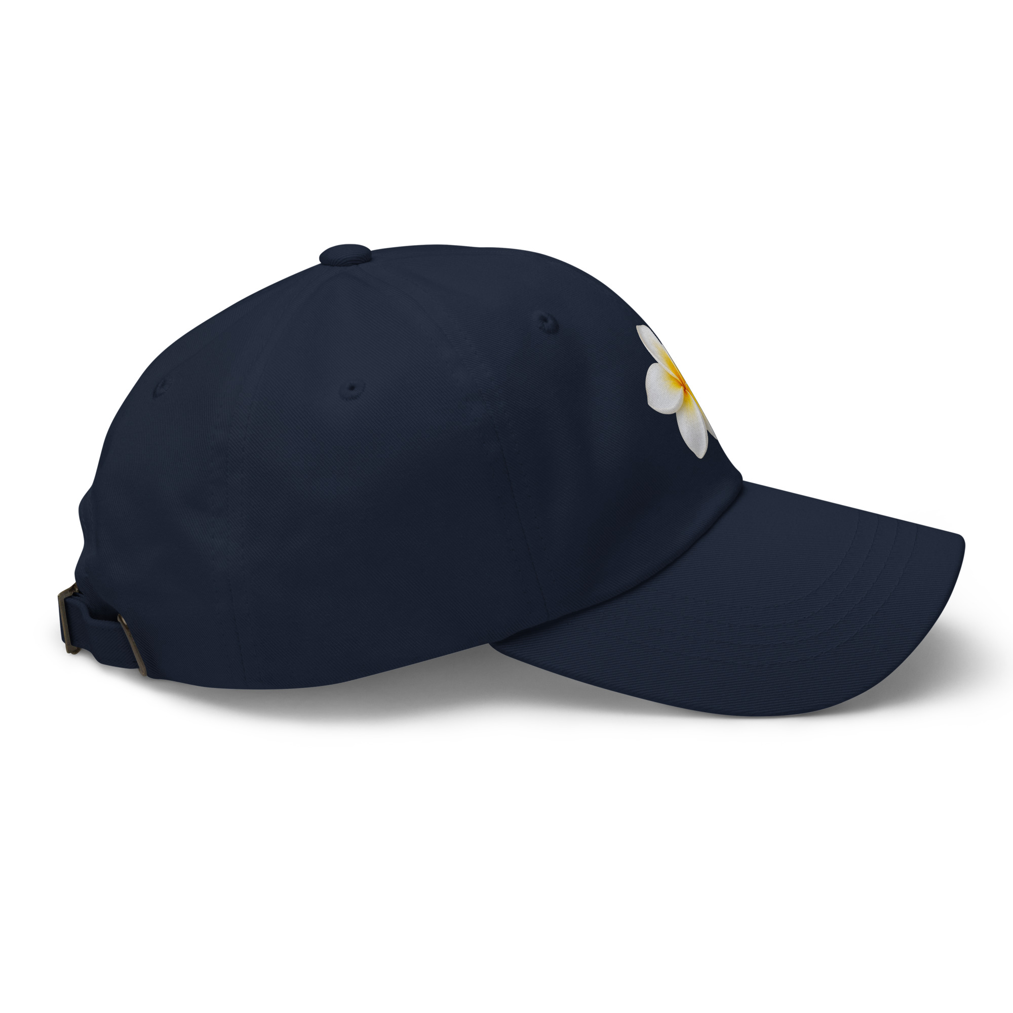 Women’s White Plumeria Cap – Navy - Image 3