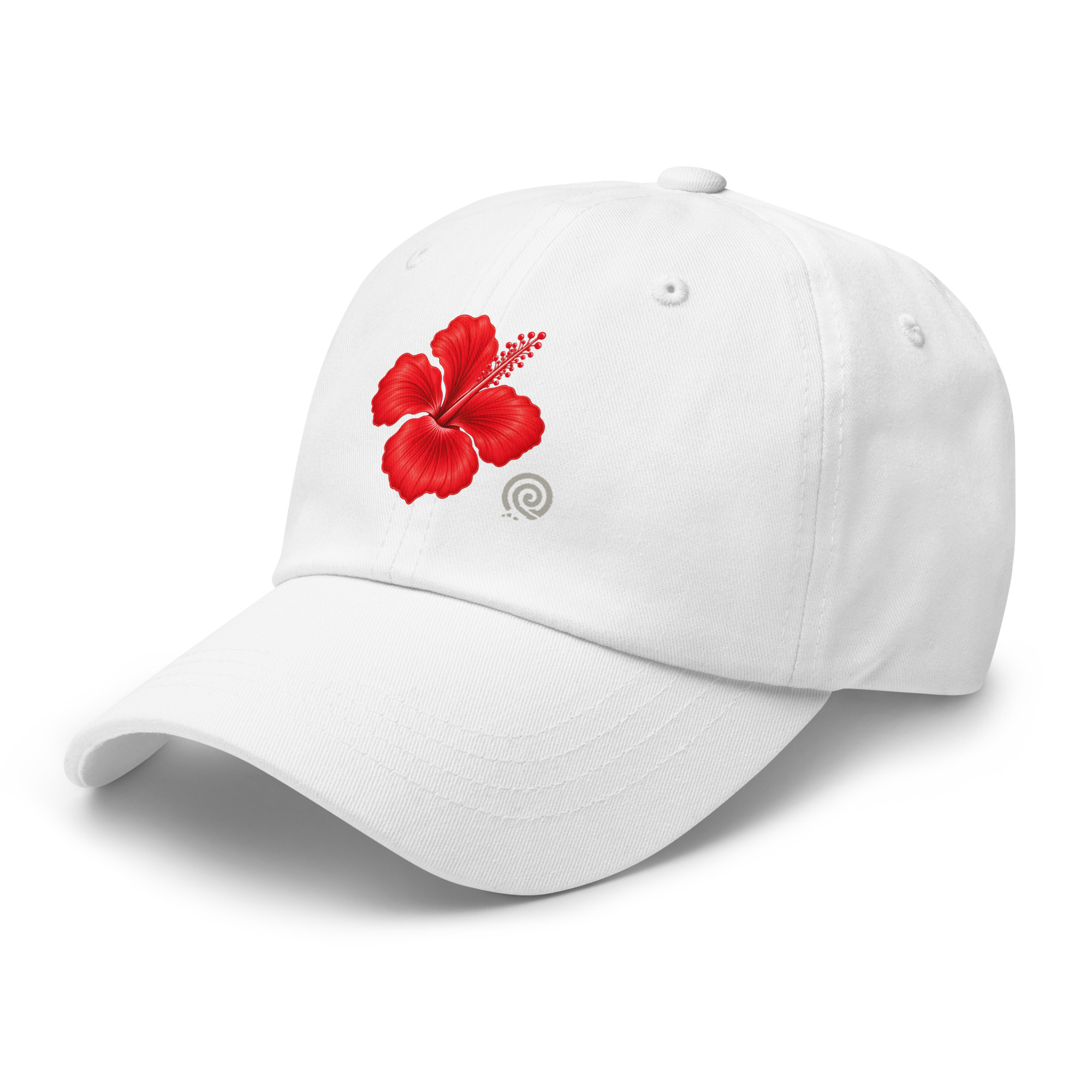 Women’s Coral Hibiscus Cap – White - Image 6