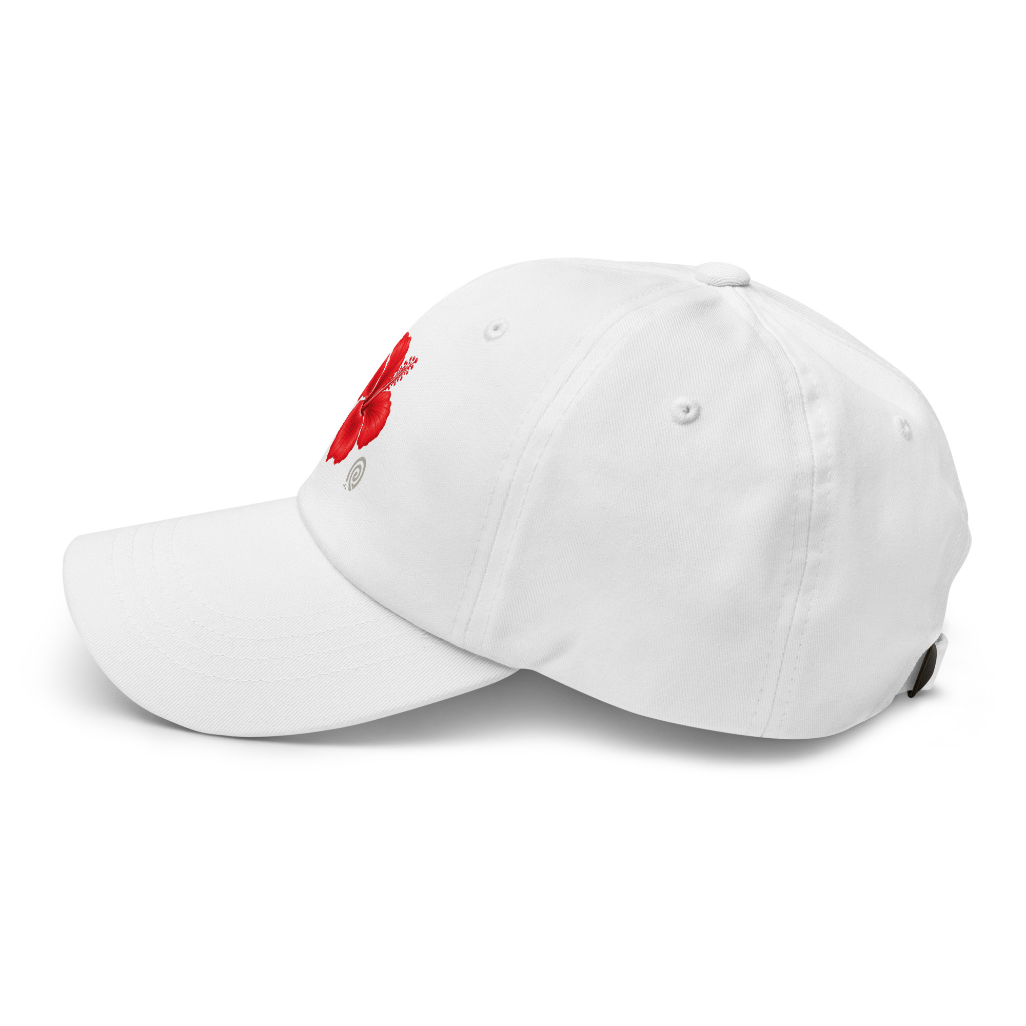 Women’s Coral Hibiscus Cap – White - Image 4