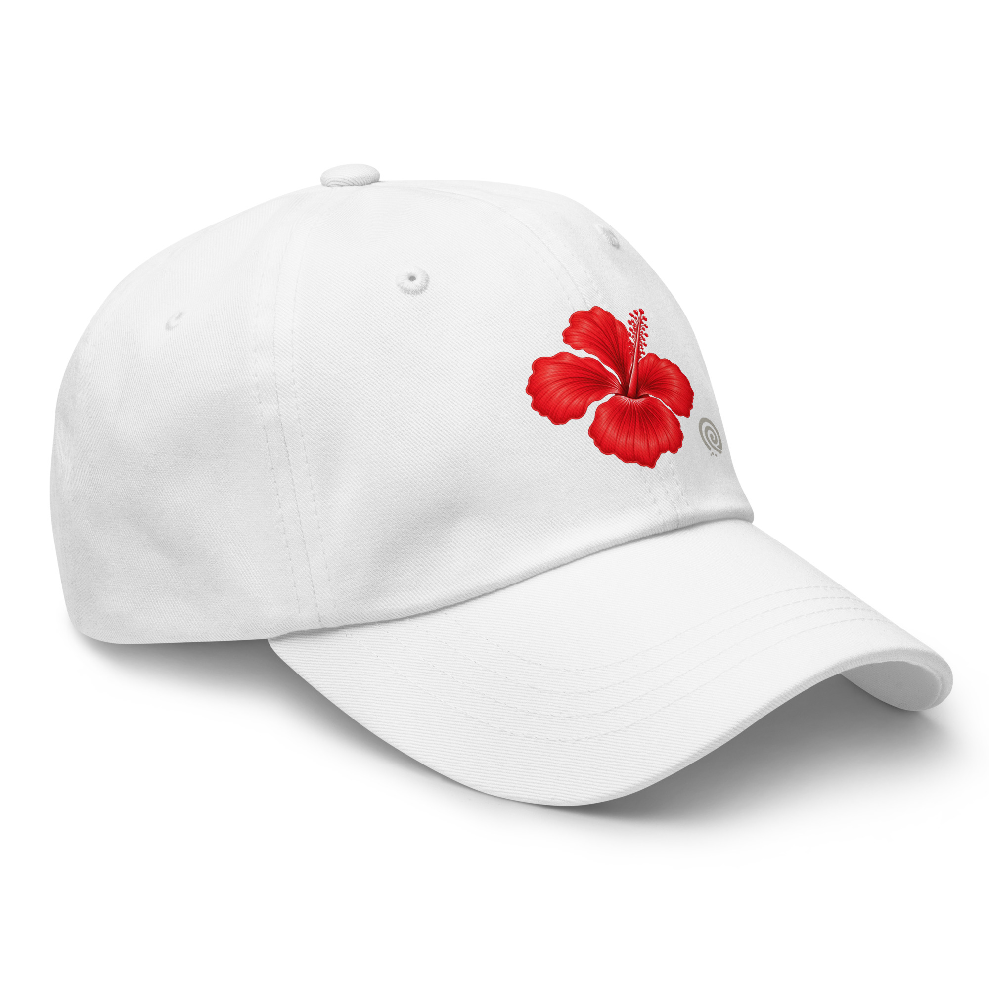 Women’s Coral Hibiscus Cap – White - Image 5
