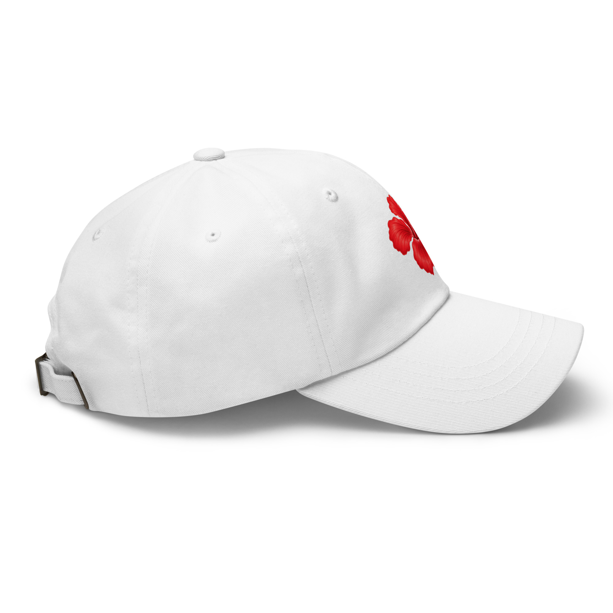 Women’s Coral Hibiscus Cap – White - Image 3