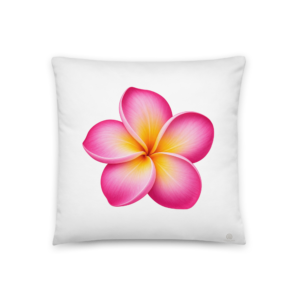 Pink Plumeria Pillow - White