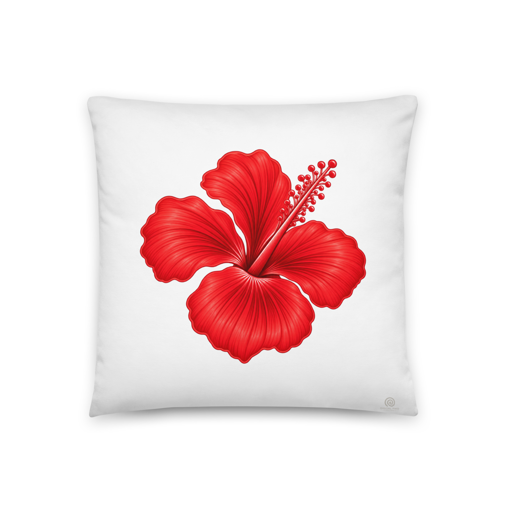 Red Hibiscus Pillow – White