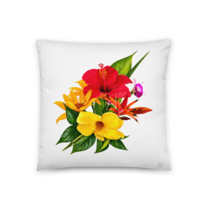 Floral Alix Pillow – White – 18×18
