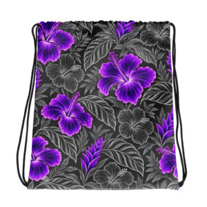Heritage Hibiscus Drawstring Bag – Purple