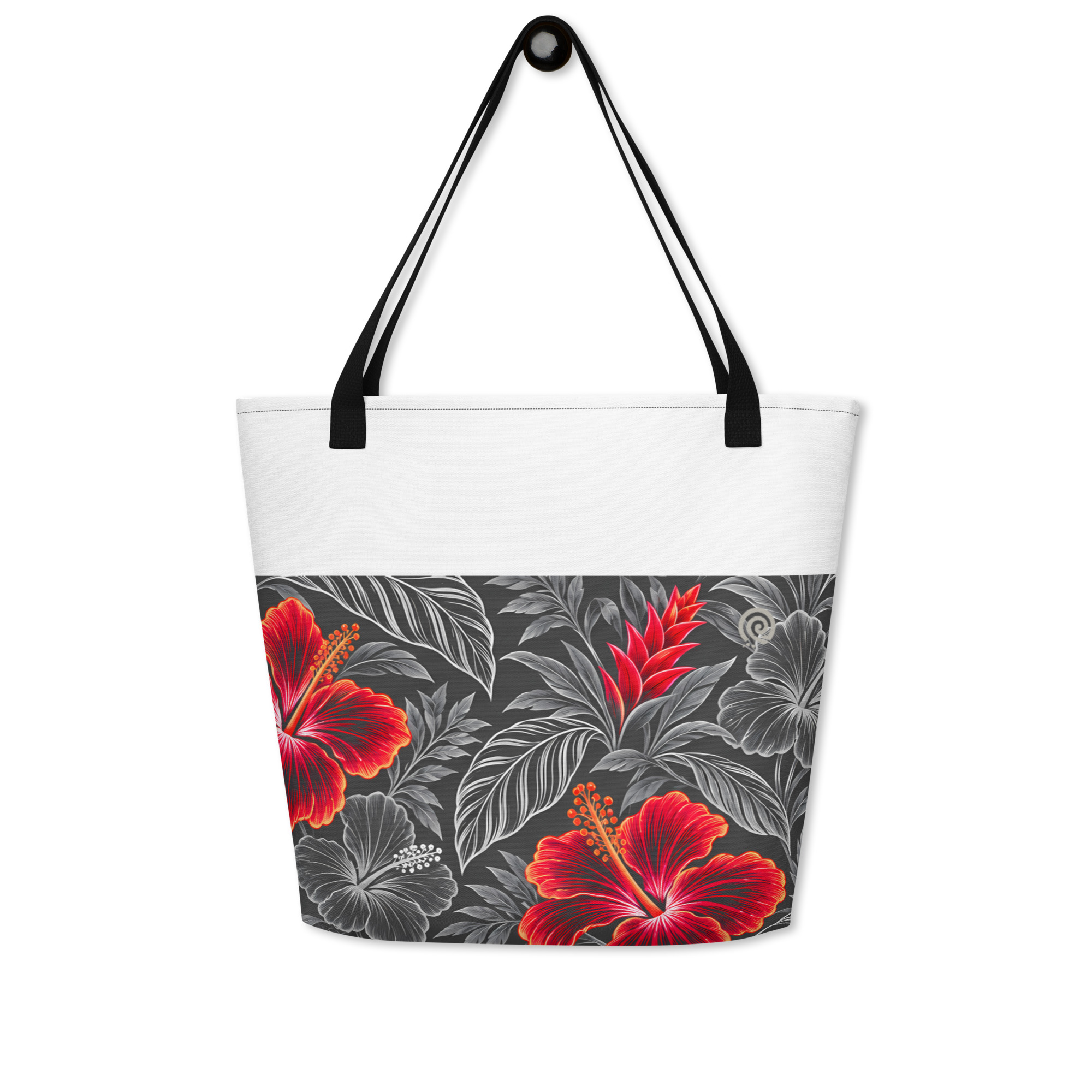Heritage Hibiscus Large Tote Bag – Red - Image 3