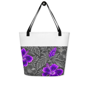 Heritage Hibiscus Large Tote Bag – Purple