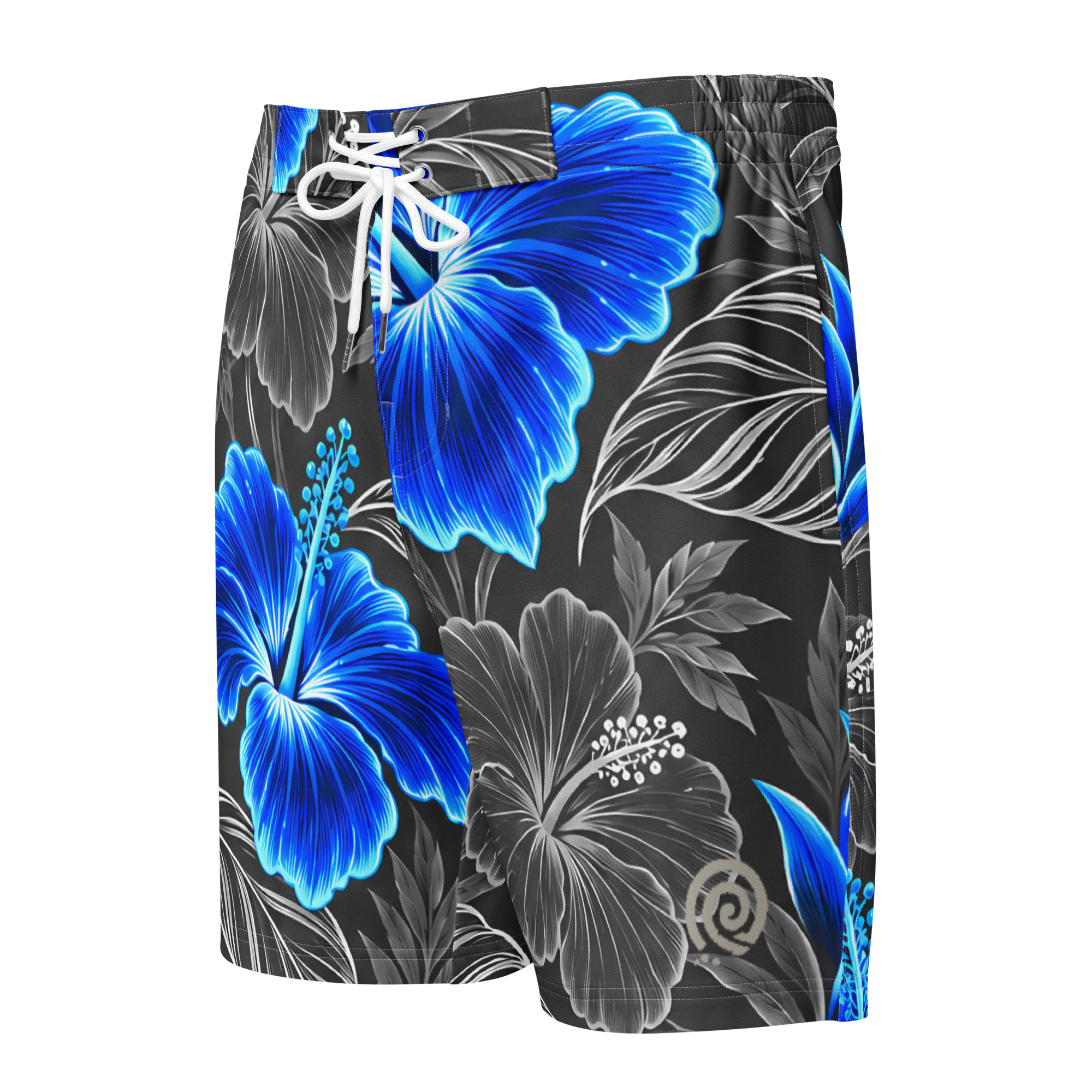 Heritage Hibiscus Board Shorts – Blue - Image 3