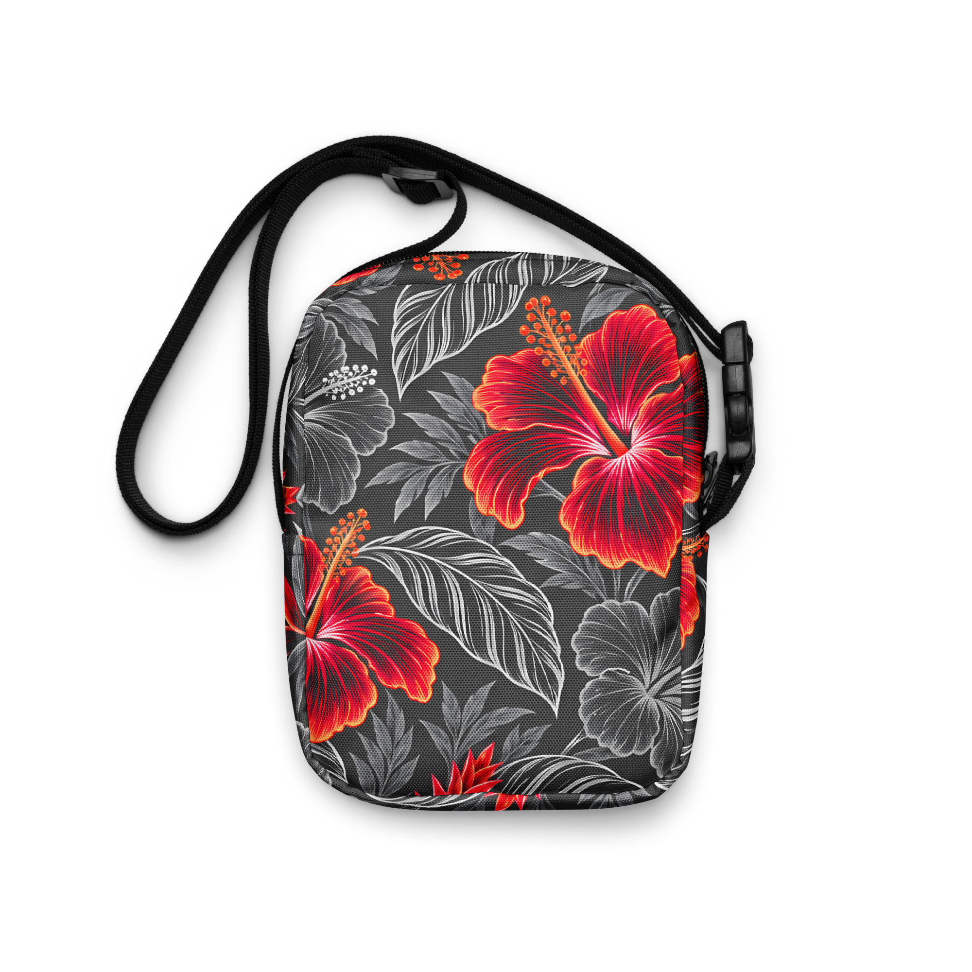 Heritage Hibiscus Utility Crossbody Bag – Red - Image 6