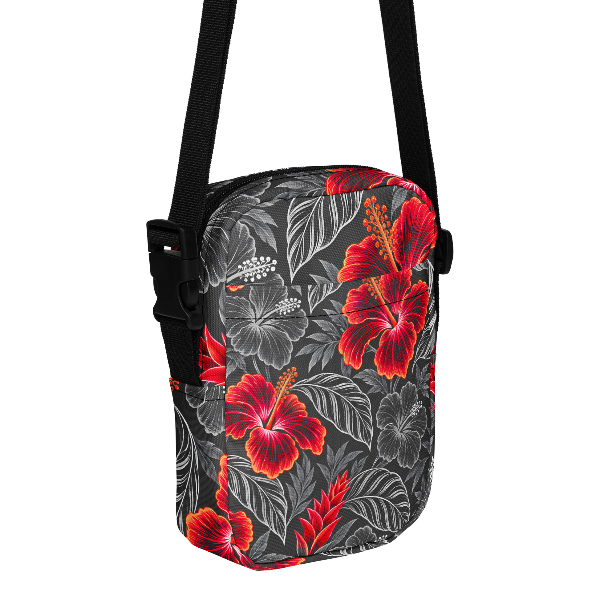 Heritage Hibiscus Utility Crossbody Bag – Red - Image 5