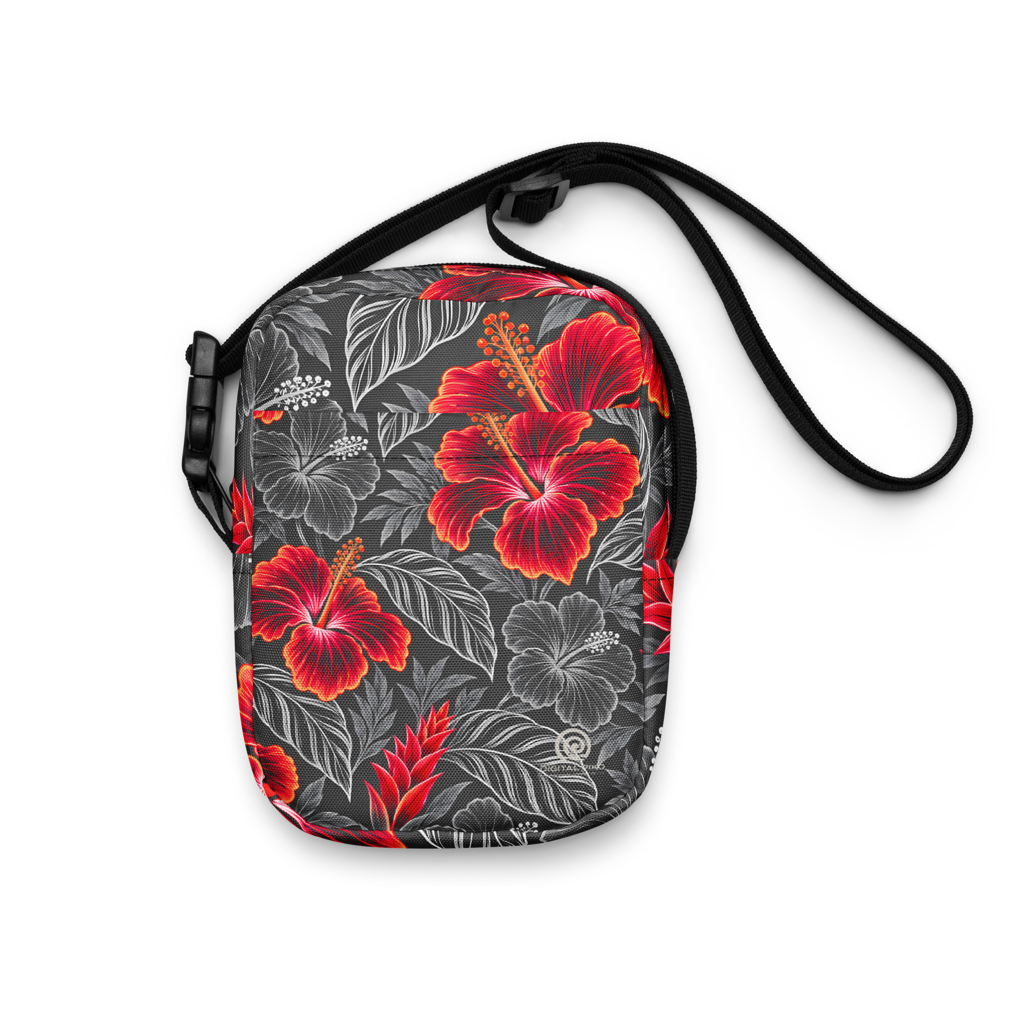 Heritage Hibiscus Utility Crossbody Bag – Red - Image 7